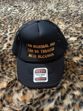 OTTO Black Trucker Hat with Yellow Embroidered Slogan